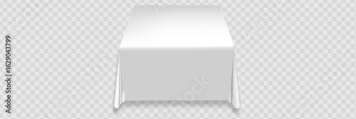 White tablecloth on the table empty mockup. Isolated vector illustration on a light background.