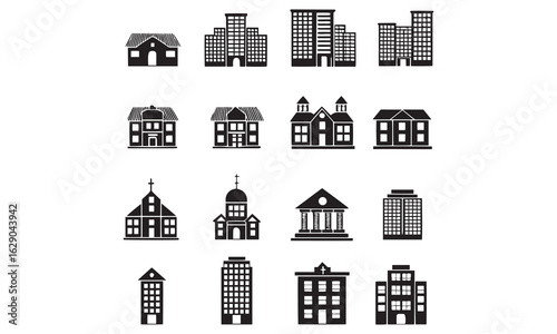 Real Estate Icons House, Building, Property, and Home Vector Icon Set