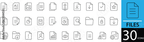 Minimal Files Line Icon Set 30 Clean Outline Symbols for Documents, Folders, and Digital Storage UI