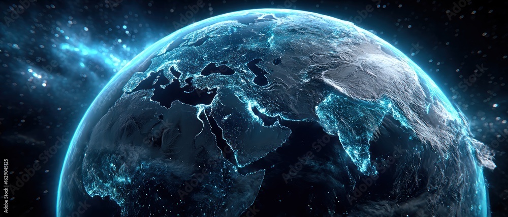 Obraz premium Futuristic Earth in space