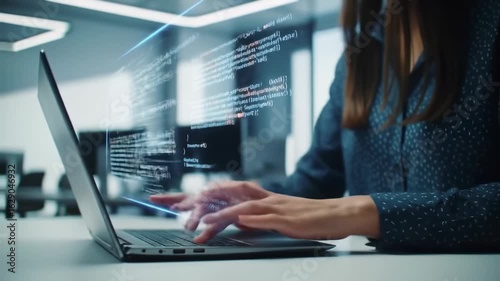 Woman coding on a laptop