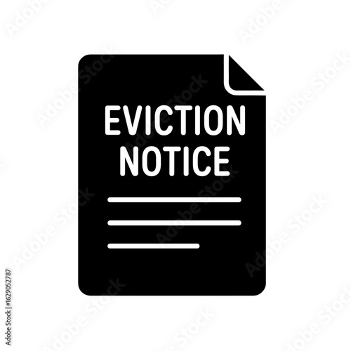 Eviction notice document symbolizing housing loss and financial distress (Filled icon)