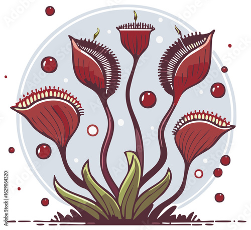 Vector illustration of a stylized Venus flytrap plant design