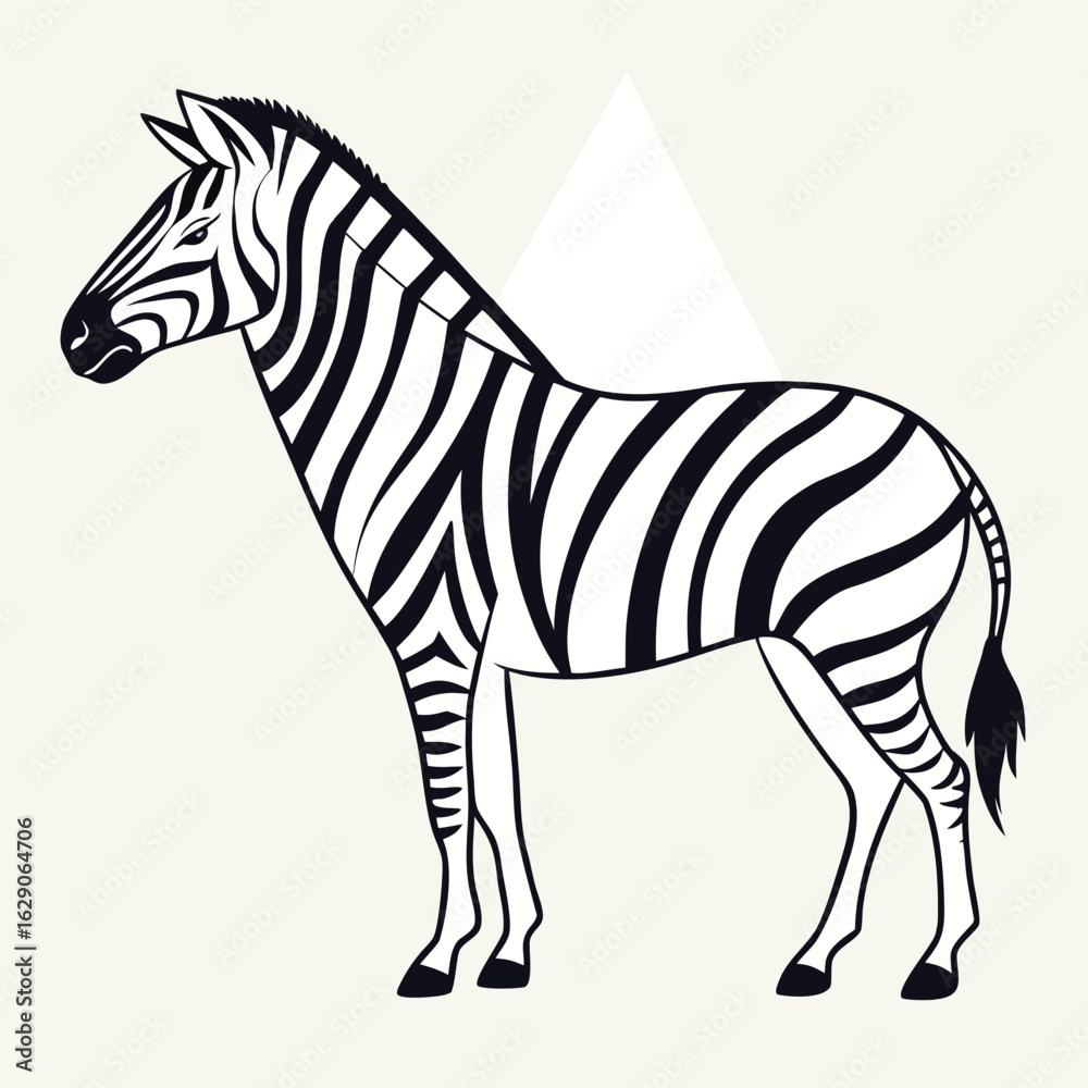 Obraz premium Sleek Silhouette of a Zebra in Profile with Graceful Stripes.