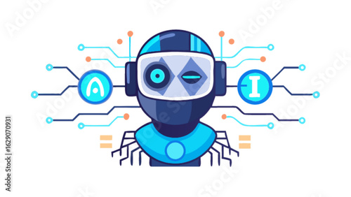 Ai robot technology illustration for artificial intelligence and machine learning concepts design
