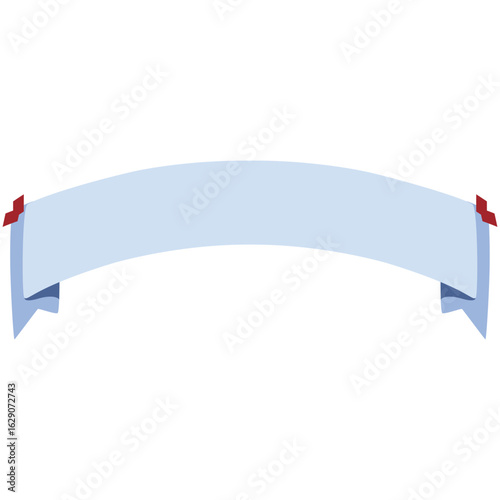 Light blue cartoon-style ribbon banner with curled ends, cheerful and playful.
