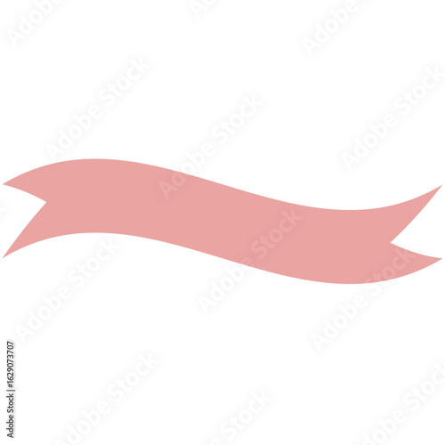 2d Wavy pink ribbon banner with pointed ends. A stylish decorative element perfect for headers, romantic labels, or festive digital design compositions.