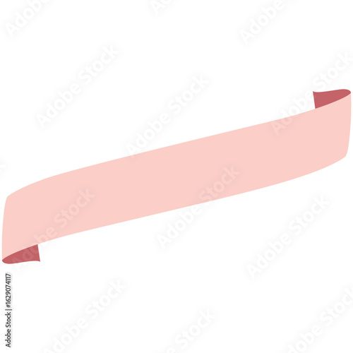 2d  long pink ribbon banner with gentle curve and pointed ends. Great for headers, decorative text, or celebration-themed digital design elements.