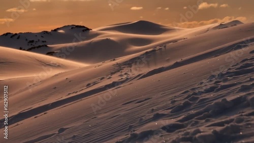 Sunset Snow Drifts: Mountain Winter Landscape
