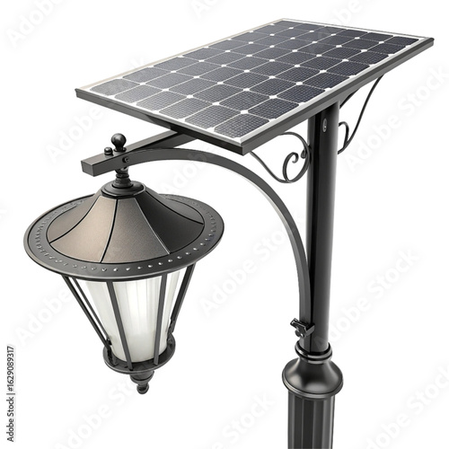 Elegant solar powered street lamp illuminating pathways with sustainable modern design