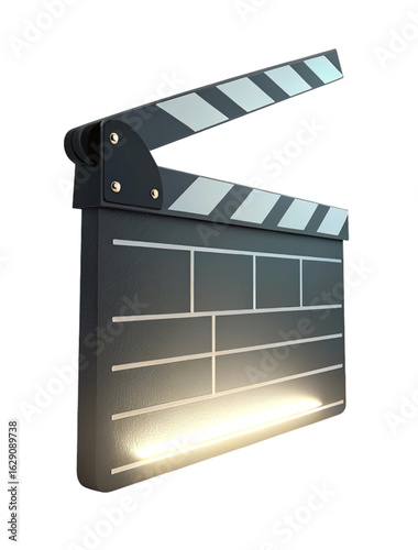 Classic film clapperboard ready for action, signaling movie production start