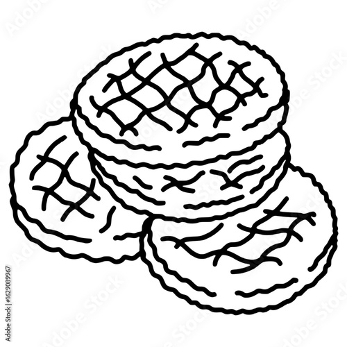 pile of beef patties hand drawn outline illustration	
