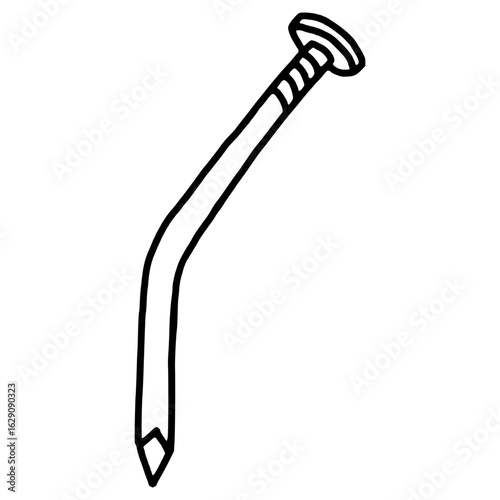 bent nail or spike hand drawn outline illustration