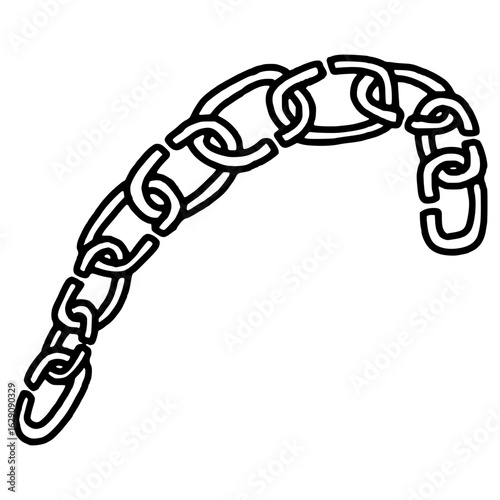 linked iron chain hand drawn outline illustration