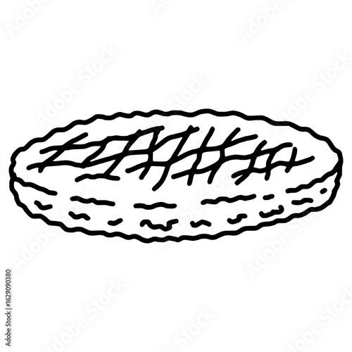 a beef meat patty hand drawn outline illustration