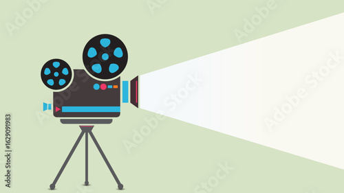 Classic Movie Reel with Light Projection vector illustration