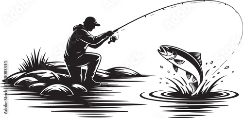 Angler’s Moment – Hand-Drawn Fishing Scene Vector Icons