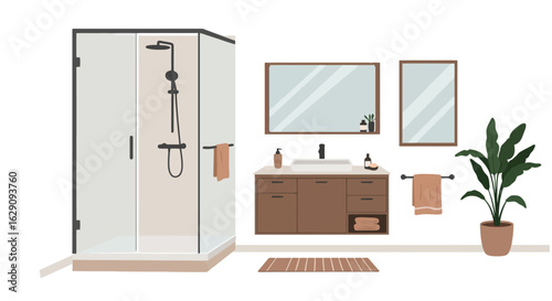 Minimalist Bathroom Interior Design with Shower and Vanity