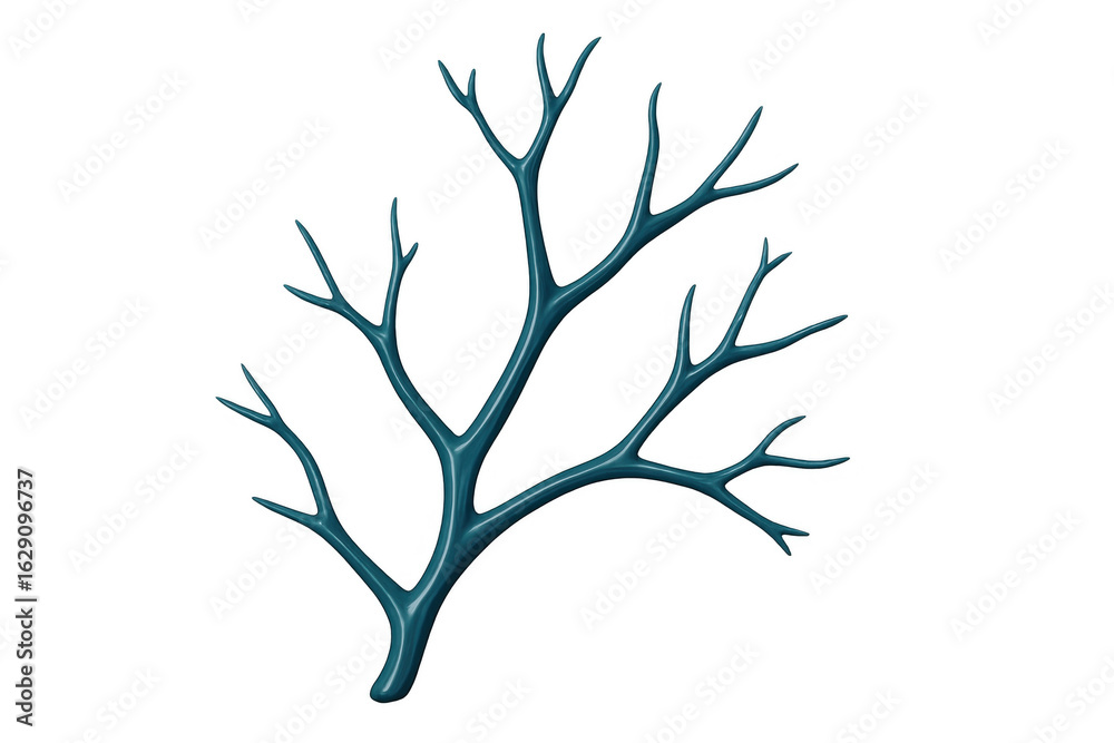 Obraz premium Blue coral branch growing upwards, isolated on transparent background, perfect for marine-themed projects