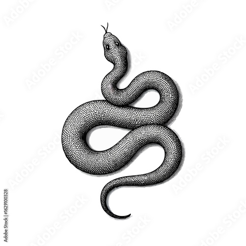 Illustration of a snake isolated on white background, a dangerous reptile