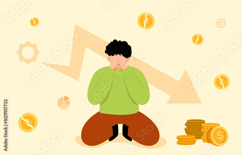 Economic Downturn and Inflation Concept Illustration