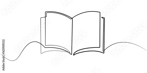 open book line art drawing.black and white line art vector illustration of a book for education and knowledge.one line vector illustration