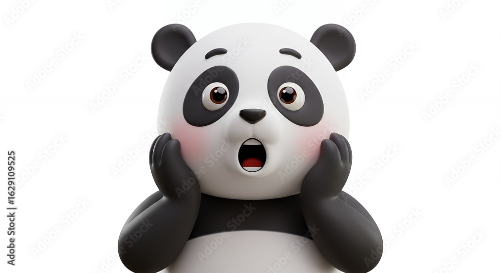 Fototapeta premium Surprised cartoon panda bear