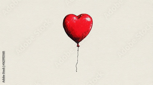 Heart-Shaped Balloon Illustration on Textured Background