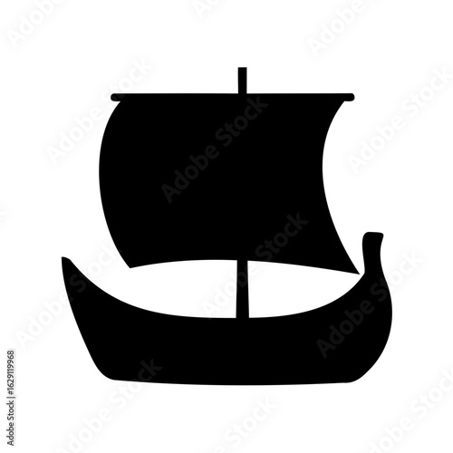 Viking ship silhouette, Pirate ship vector illustration