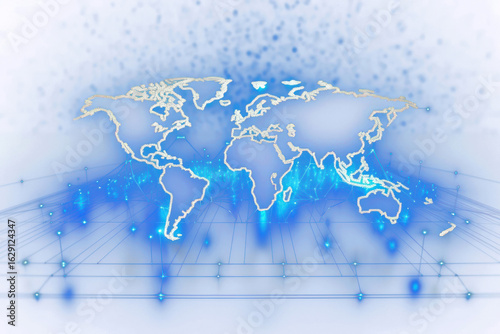Fototapeta Naklejka Na Ścianę i Meble -  PNG Digital world network technology lights blue.