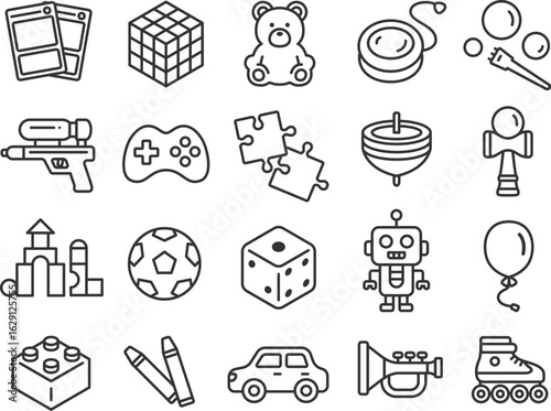 いろいろな、ホビーのアイコン（線画）のイラストセット