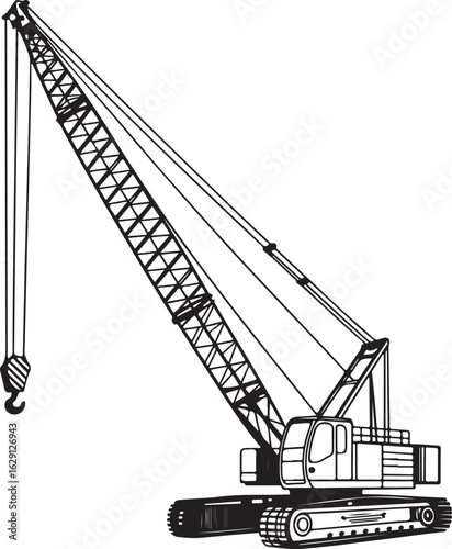 Hand-Drawn Construction Crane Outline with Structural Details