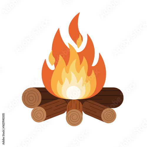 Campfire Vector Illustration for Outdoor, Adventure, and Nature Concepts