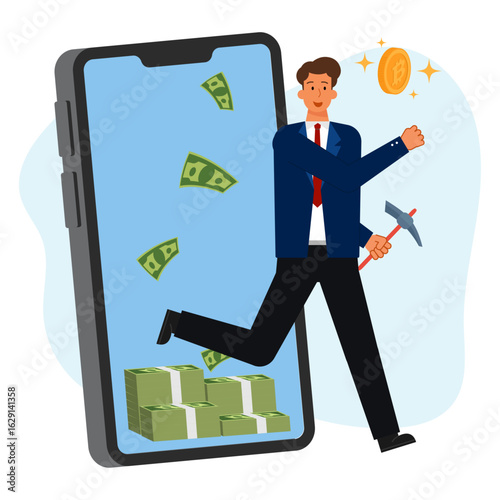 Young man chasing the Bitcoin hype