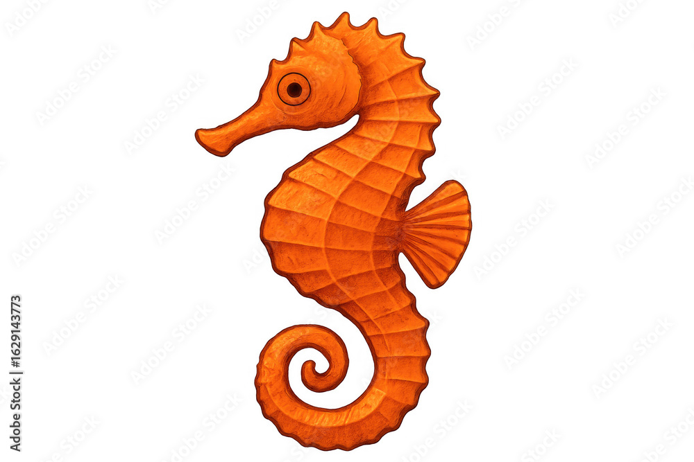 Fototapeta premium Vibrant orange seahorse swimming gracefully underwater, featuring a detailed illustration with a transparent background for versatile use