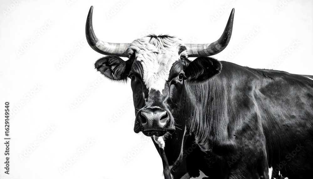 Naklejka premium Black and white cow portrait