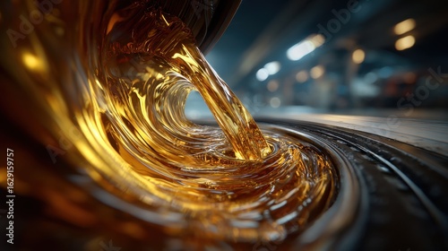 Flowing Viscous Liquid in Industrial Setting with Warm Hues