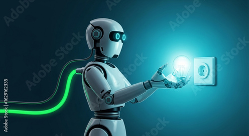 Robot innovation ai artificial intelligence automation future technology light bulb idea concept