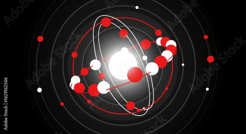 Explore atomic structure model diagram with electrons orbiting nucleus for science education and research use