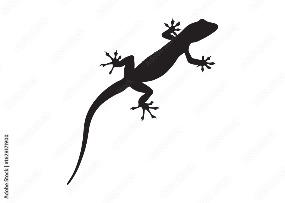 Fototapeta premium Lizard Icon Silhouette with Long Tail in Flat Vector Format on White Background.
