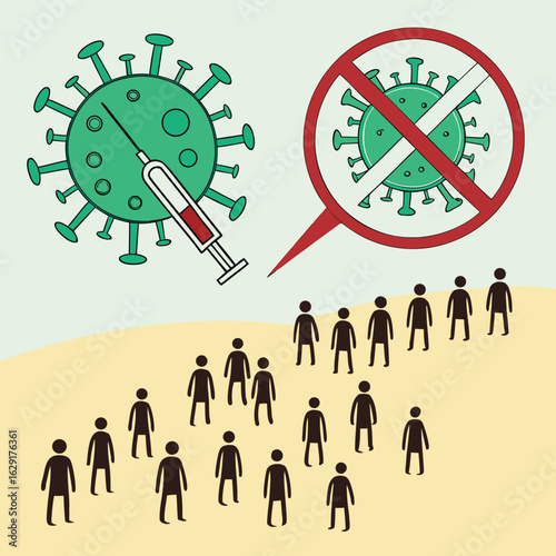Herd immunity visual with vaccinated and unvaccinated icons generaed by ai