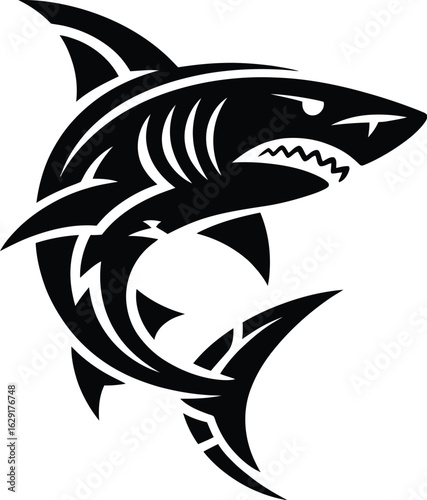 Tribal shark aggressive predator black white