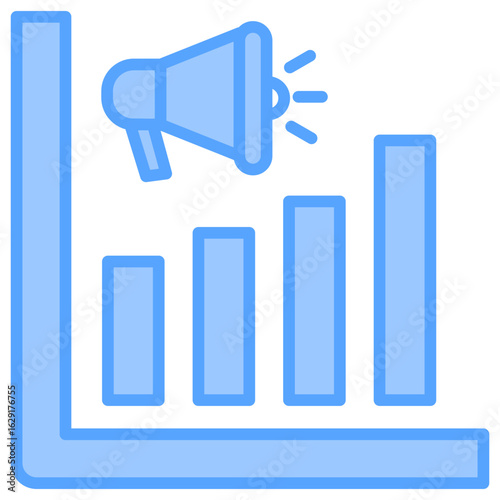 Advertisement Growth Blue Icon