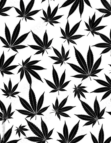 Black and white marijuana leaf pattern