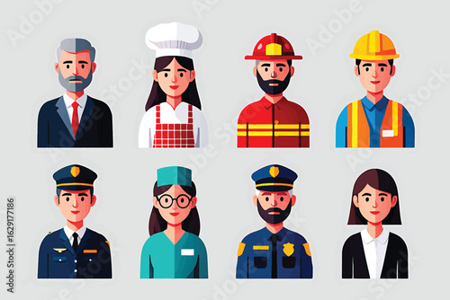 Professional Staff and Worker Characters Vector Icon Collection