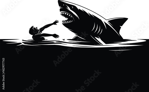Man attacked by shark in water swimming ocean