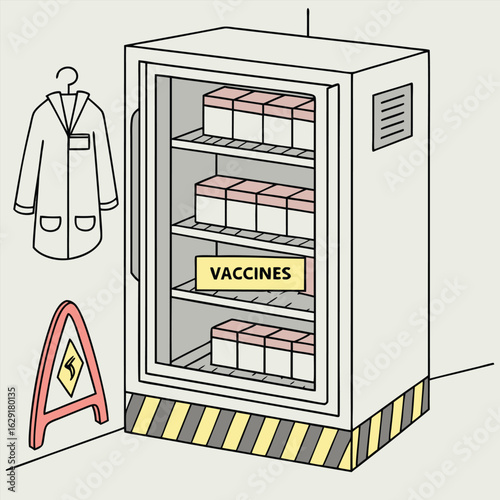 Medical fridge storing vaccine vials safely generated by ai
