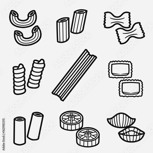 set of pasta outline good for icon, symbol, element design, coloring book, etc