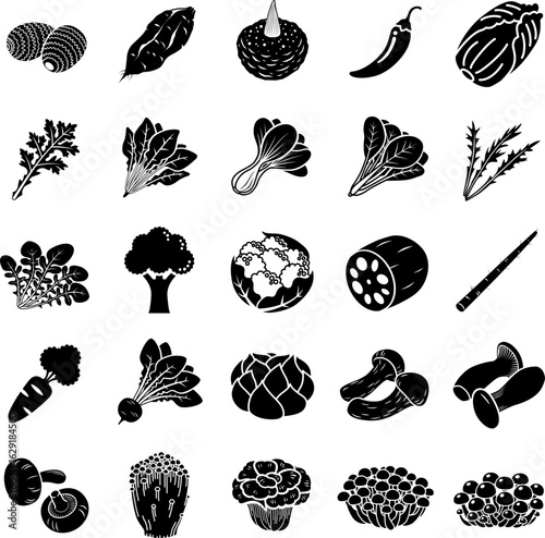 秋野菜のアイコンセット