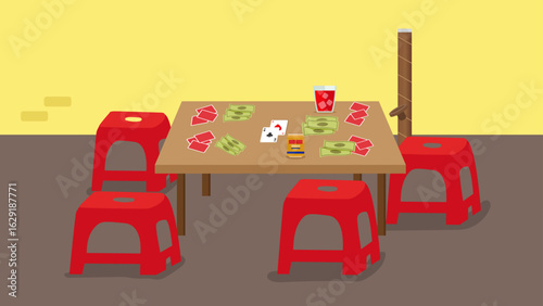 Vietnamese street tea shop – sidewalk iced tea stall illustration